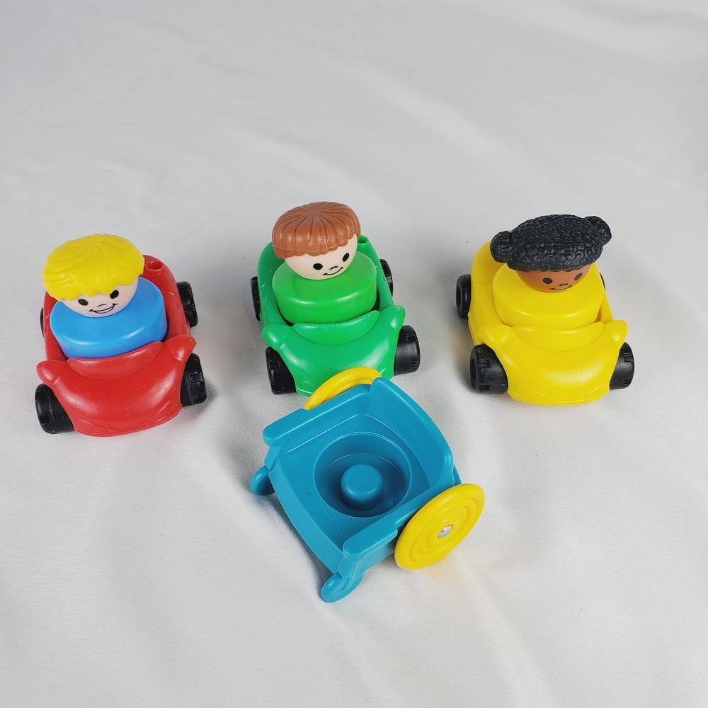 VTG 90's Lot Of Fisher Price Chunky Little People, Cars, and Wheelchair